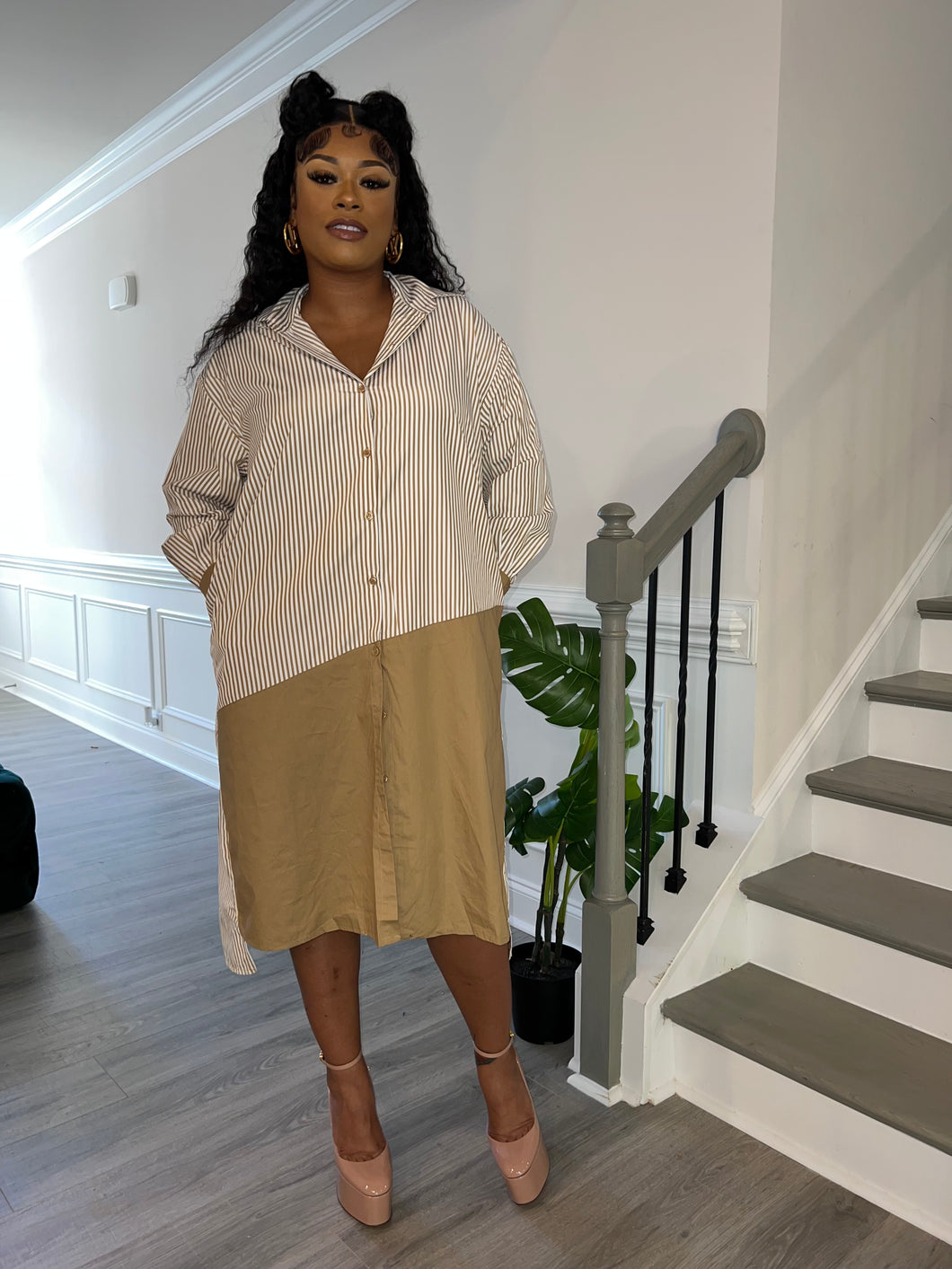 Long Nude Oversized Shirt