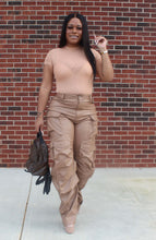 Load image into Gallery viewer, Mocha Faux Leather Cargos
