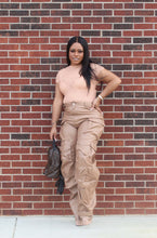 Load image into Gallery viewer, Mocha Faux Leather Cargos
