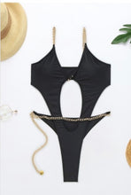 Load image into Gallery viewer, Black one piece swimsuit
